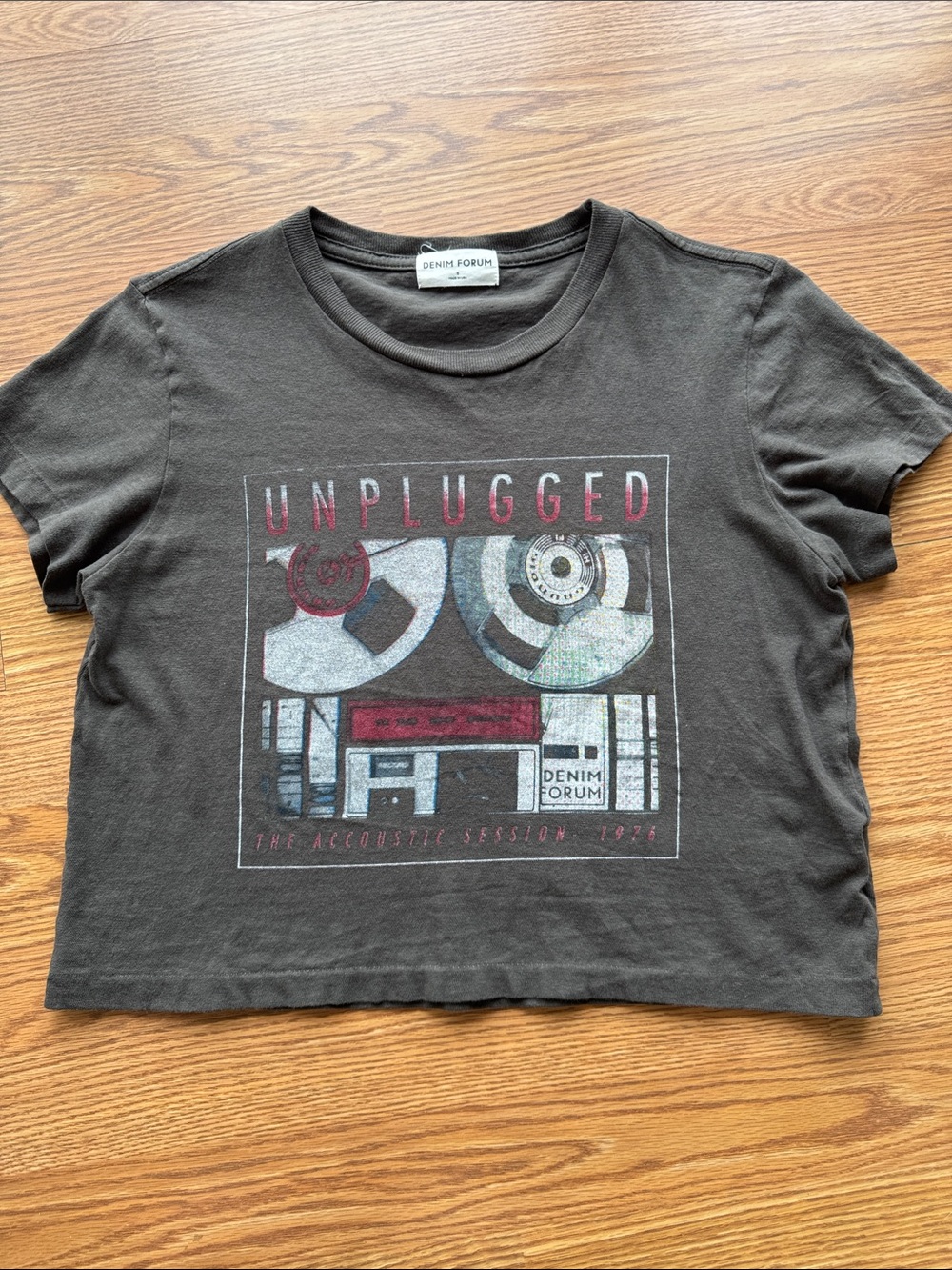 Denim Forum Black Graphic 'Unplugged' Short Sleeve Tee